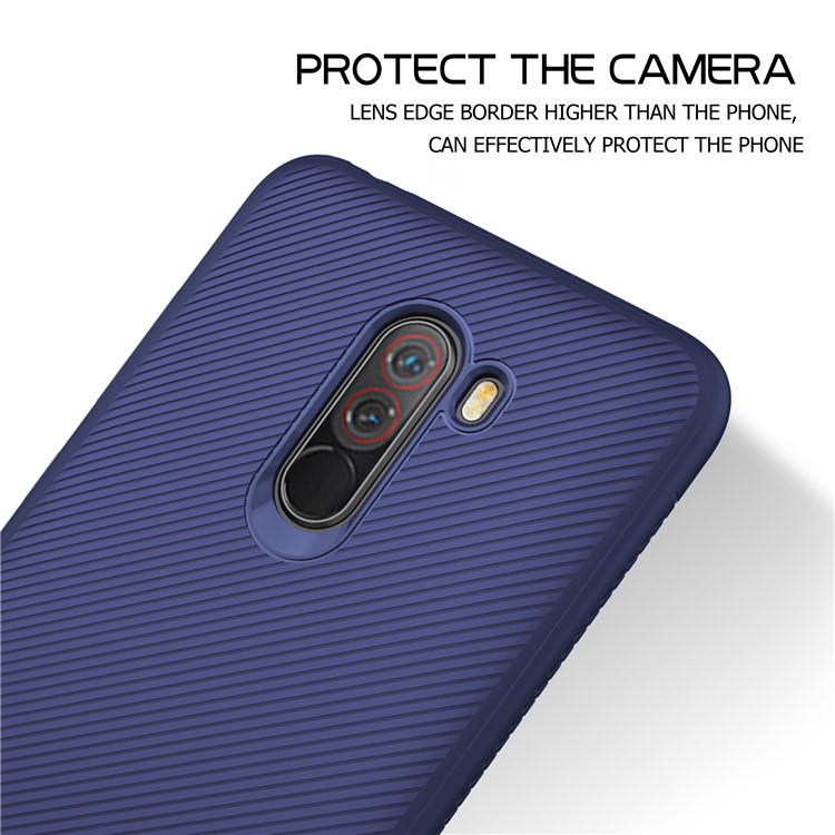Twill Texture TPU Phone Case for Xiaomi Pocophone F1 / Poco F1 (India) - Dark Blue-3