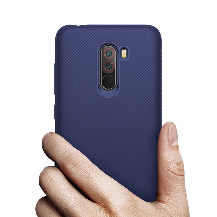 Twill Texture TPU Phone Case for Xiaomi Pocophone F1 / Poco F1 (India) - Dark Blue-4