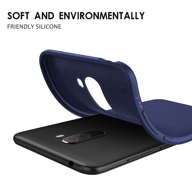 Twill Texture TPU Phone Case for Xiaomi Pocophone F1 / Poco F1 (India) - Dark Blue-5