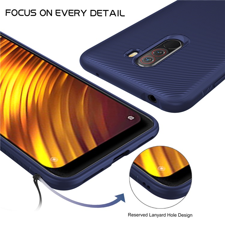 Twill Texture TPU Phone Case for Xiaomi Pocophone F1 / Poco F1 (India) - Dark Blue-6