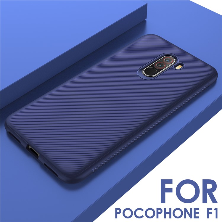 Twill Texture TPU Phone Case for Xiaomi Pocophone F1 / Poco F1 (India) - Dark Blue-7