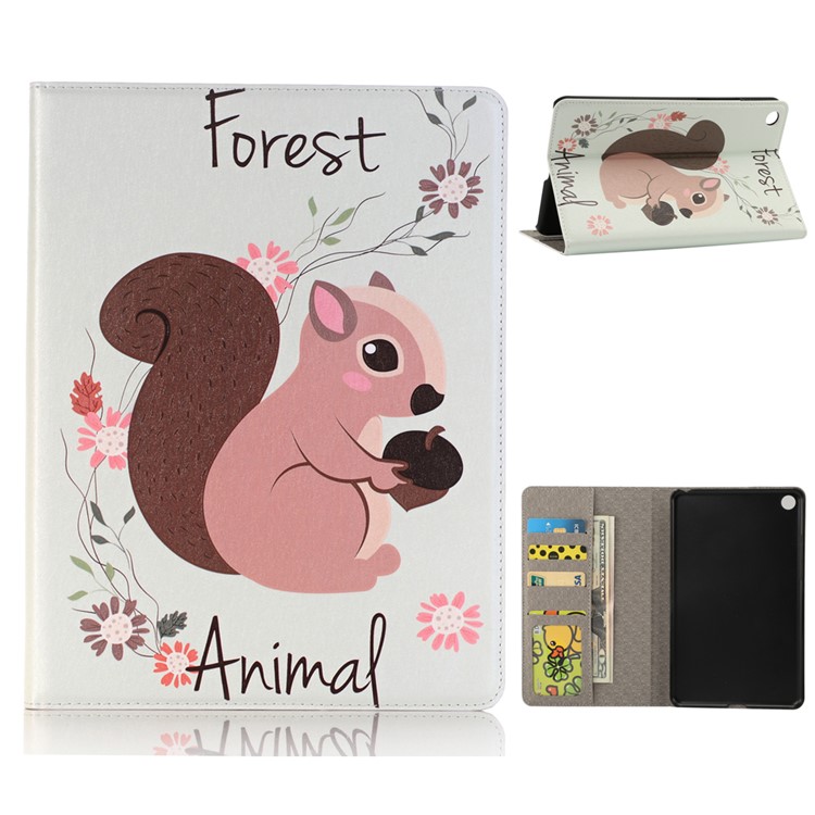 Pattern Printing Embossment Smart Leather Wallet Case for Xiaomi Mi Pad 4 - Flower and Squirrel-1