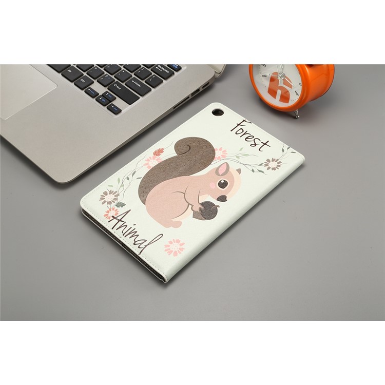 Pattern Printing Embossment Smart Leather Wallet Case for Xiaomi Mi Pad 4 - Flower and Squirrel-10
