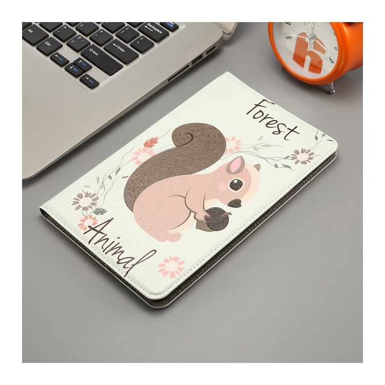 Pattern Printing Embossment Smart Leather Wallet Case for Xiaomi Mi Pad 4 - Flower and Squirrel-2