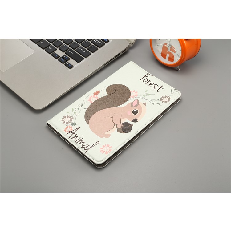 Pattern Printing Embossment Smart Leather Wallet Case for Xiaomi Mi Pad 4 - Flower and Squirrel-9