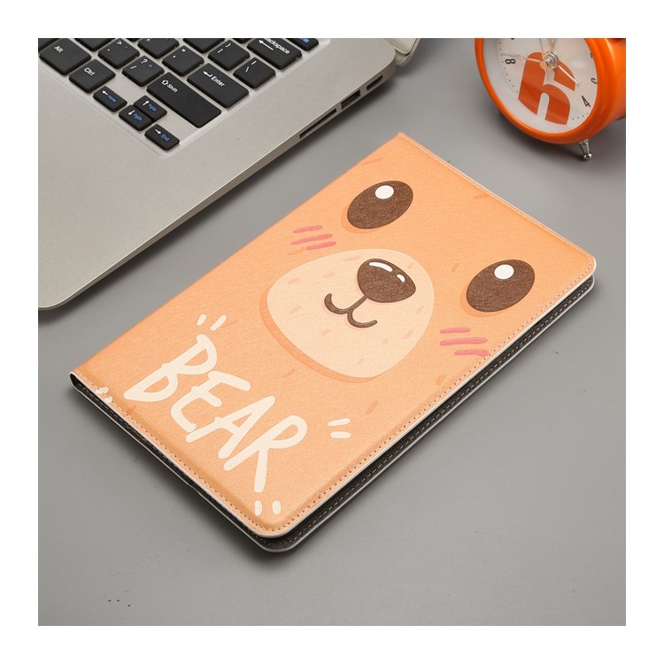 Pattern Printing Embossment Smart Leather Stand Cover Shell Case for Xiaomi Mi Pad 4 - Adorable Bear-1