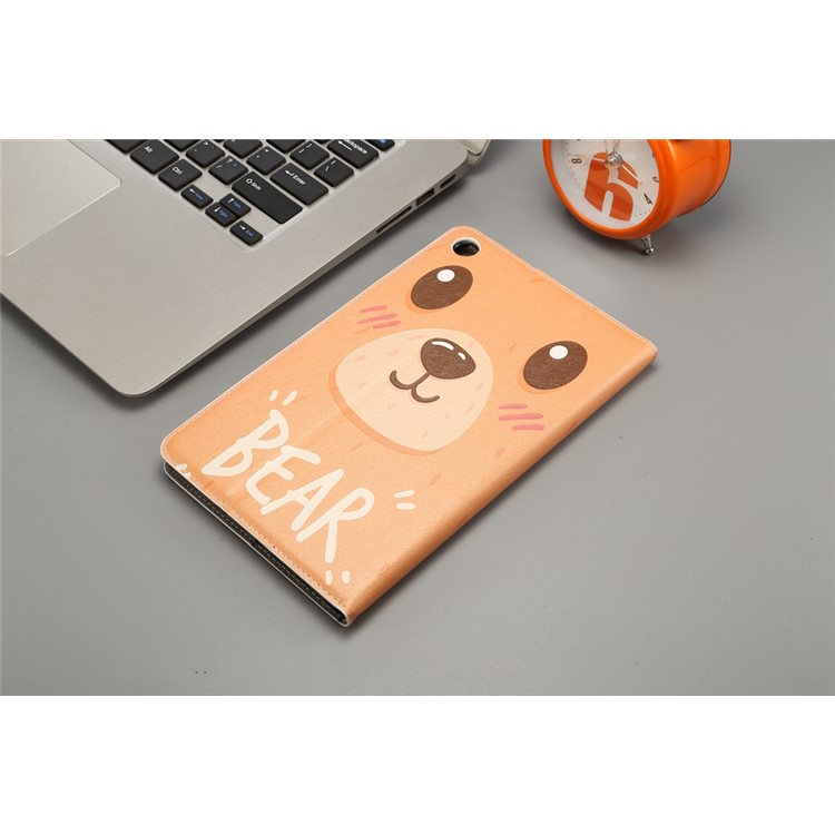 Pattern Printing Embossment Smart Leather Stand Cover Shell Case for Xiaomi Mi Pad 4 - Adorable Bear-5