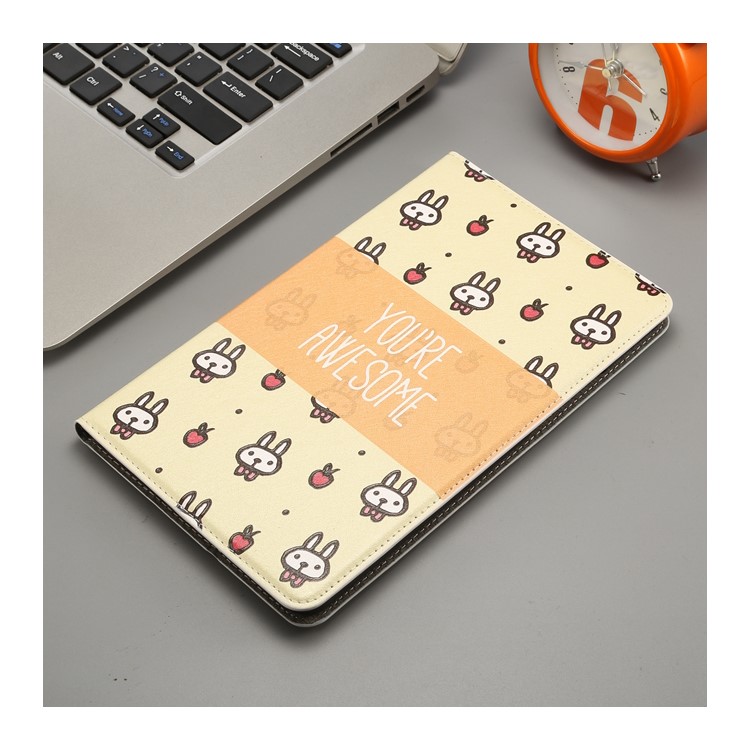 Pattern Printing Embossment Smart Leather Stand Case Cover Shell for Xiaomi Mi Pad 4 - Rabbit and Characters-1