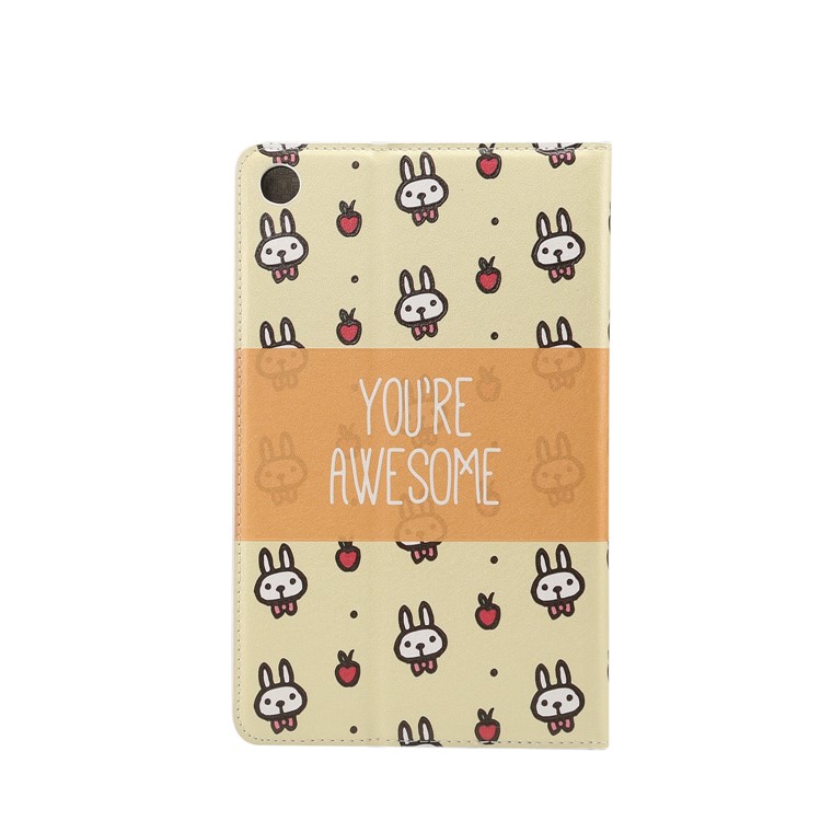 Pattern Printing Embossment Smart Leather Stand Case Cover Shell for Xiaomi Mi Pad 4 - Rabbit and Characters-2