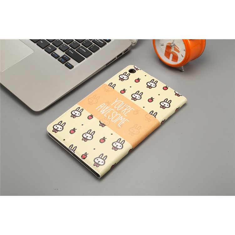 Pattern Printing Embossment Smart Leather Stand Case Cover Shell for Xiaomi Mi Pad 4 - Rabbit and Characters-5