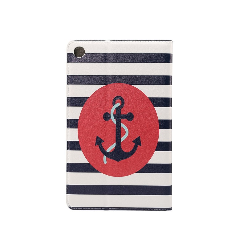 Patterned Embossment Smart Wallet Leather Stand Shell for Xiaomi Mi Pad 4 - Anchor and Stripes-2