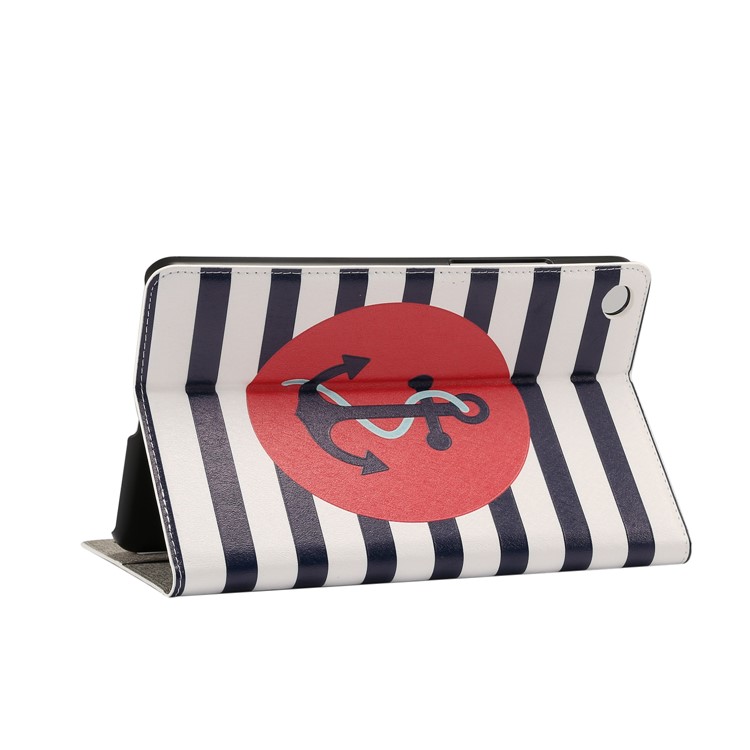 Patterned Embossment Smart Wallet Leather Stand Shell for Xiaomi Mi Pad 4 - Anchor and Stripes-4
