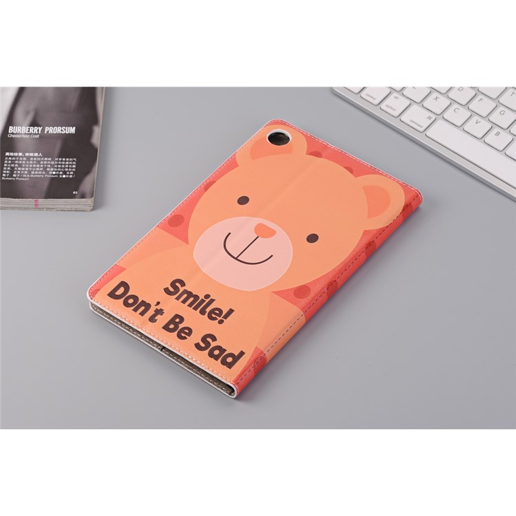 Pattern Printing Embossment Smart PU Leather Stand Shell for Xiaomi Mi Pad 4 - Characters and Bear-5