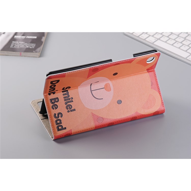 Pattern Printing Embossment Smart PU Leather Stand Shell for Xiaomi Mi Pad 4 - Characters and Bear-6