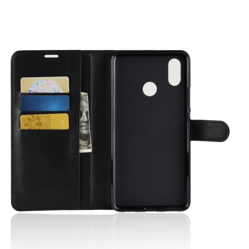 Litchi Skin Wallet Leather Stand Case for Xiaomi Mi Max 3 - Black-3