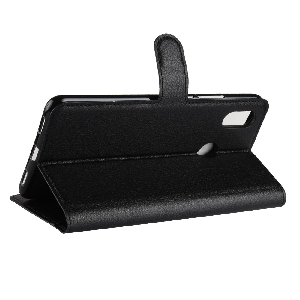 Litchi Skin Wallet Leather Stand Case for Xiaomi Mi Max 3 - Black-5