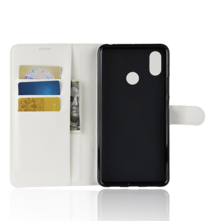 Litchi Skin Wallet Leather Stand Cover for Xiaomi Mi Max 3 - White-3