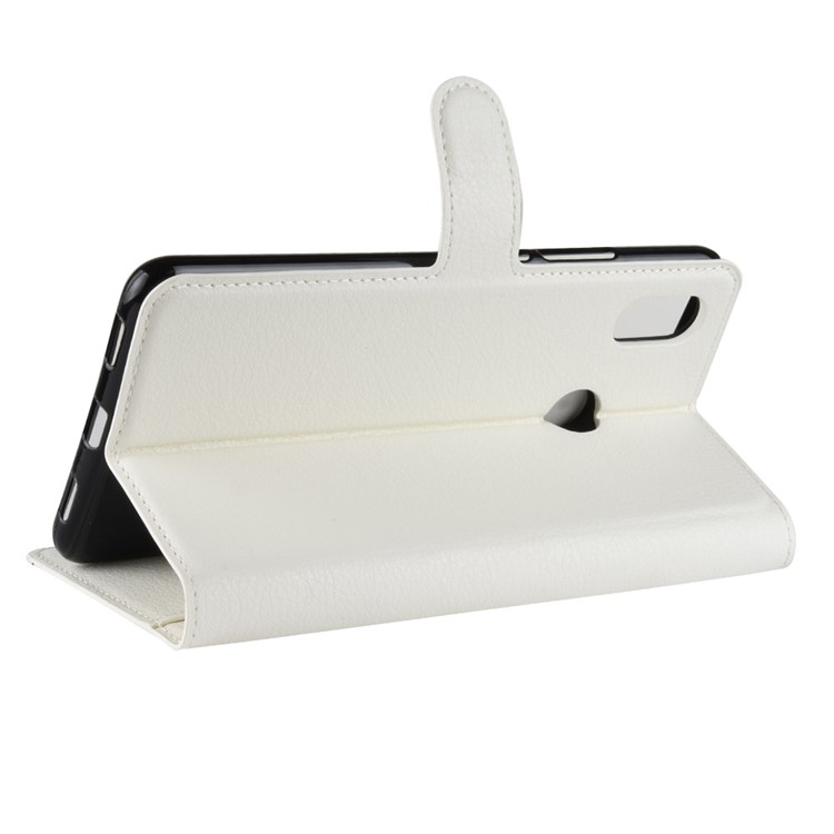 Litchi Skin Wallet Leather Stand Cover for Xiaomi Mi Max 3 - White-5