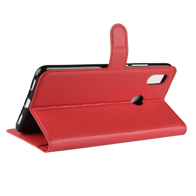 Litchi Skin Wallet Leather Stand Shell Casing for Xiaomi Mi Max 3 - Red-5