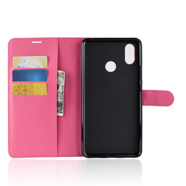 Litchi Skin Wallet Leather Stand Flip Cover for Xiaomi Mi Max 3 - Rose-3