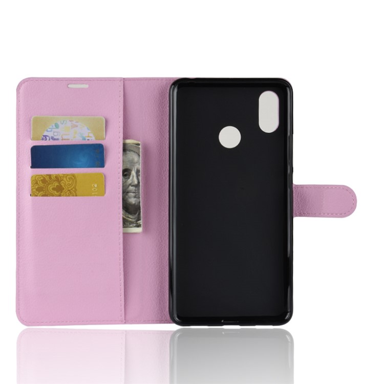 Litchi Skin Wallet Leather Stand Mobile Case for Xiaomi Mi Max 3 - Pink-3