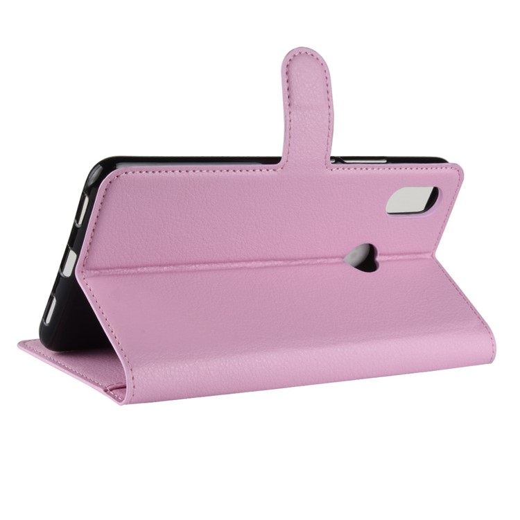 Litchi Skin Wallet Leather Stand Mobile Case for Xiaomi Mi Max 3 - Pink-5