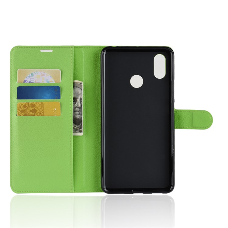 Litchi Skin Wallet Leather Stand Phone Casing for Xiaomi Mi Max 3 - Green-3