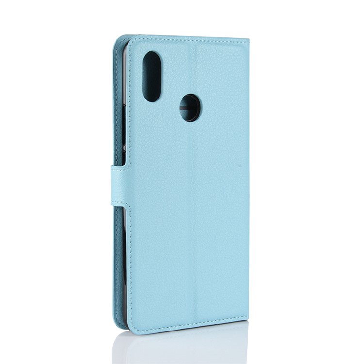 Litchi Skin Wallet Leather Stand Protective Shell for Xiaomi Mi Max 3 - Blue-6