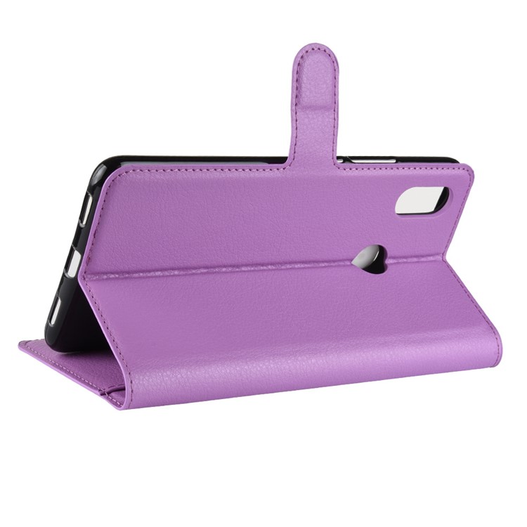 Litchi Skin Wallet Leather Stand Mobile Phone Case for Xiaomi Mi Max 3 - Purple-5
