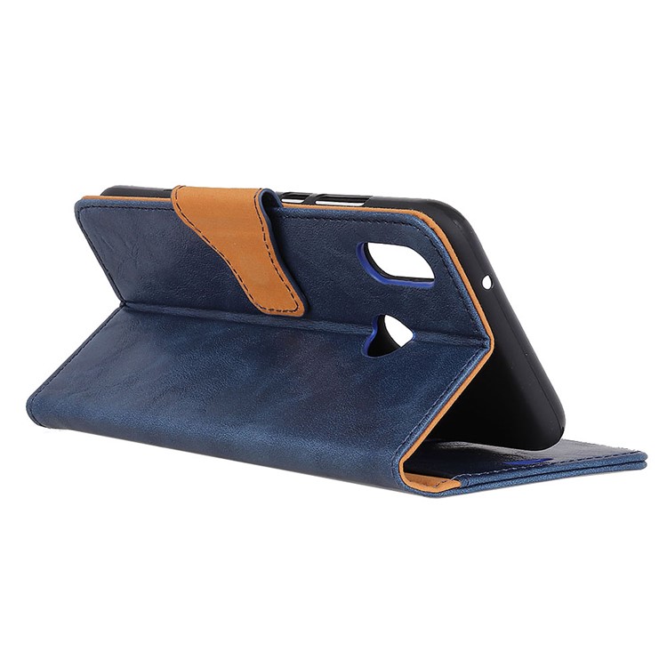 Crazy Horse Magnetic Stand Wallet Split Leather Protective Shell for Xiaomi Redmi Note 6 Pro - Blue-7