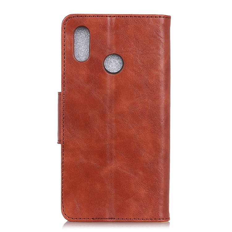 Crazy Horse Magnetic Stand Wallet Split Leather Protective Casing for Xiaomi Redmi Note 6 Pro - Brown-2