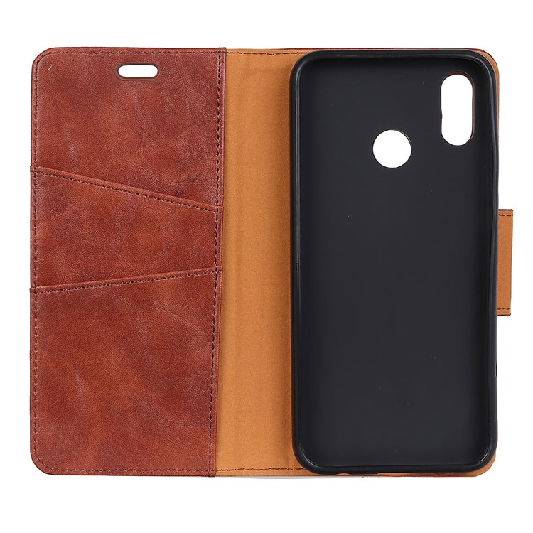 Crazy Horse Magnetic Stand Wallet Split Leather Protective Casing for Xiaomi Redmi Note 6 Pro - Brown-3