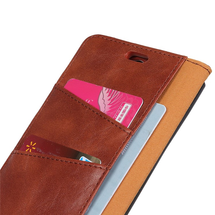 Crazy Horse Magnetic Stand Wallet Split Leather Protective Casing for Xiaomi Redmi Note 6 Pro - Brown-4