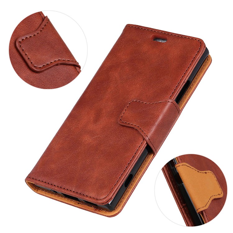 Crazy Horse Magnetic Stand Wallet Split Leather Protective Casing for Xiaomi Redmi Note 6 Pro - Brown-5