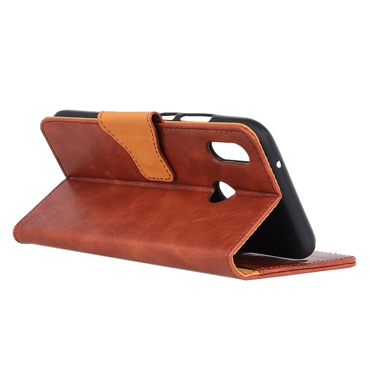 Crazy Horse Magnetic Stand Wallet Split Leather Protective Casing for Xiaomi Redmi Note 6 Pro - Brown-7