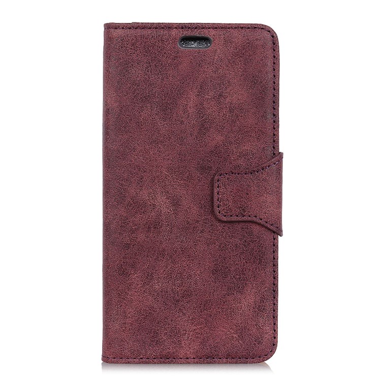 Vintage Style Split Leather Stand Magnetic Wallet Cover for Xiaomi Redmi Note 6 Pro - Wine Red-2
