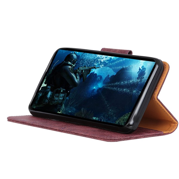 Vintage Style Split Leather Stand Magnetic Wallet Cover for Xiaomi Redmi Note 6 Pro - Wine Red-8