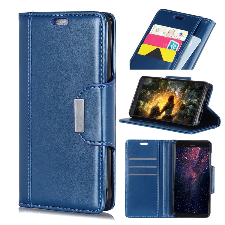 Flip Wallet PU Leather Stand Shell for Xiaomi Redmi Note 6 Pro - Blue-1