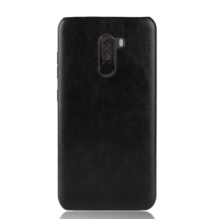 Litchi Texture PU Leather Coated Plastic Hard Case for Xiaomi Pocophone F1 / Poco F1 (India) - Black-2