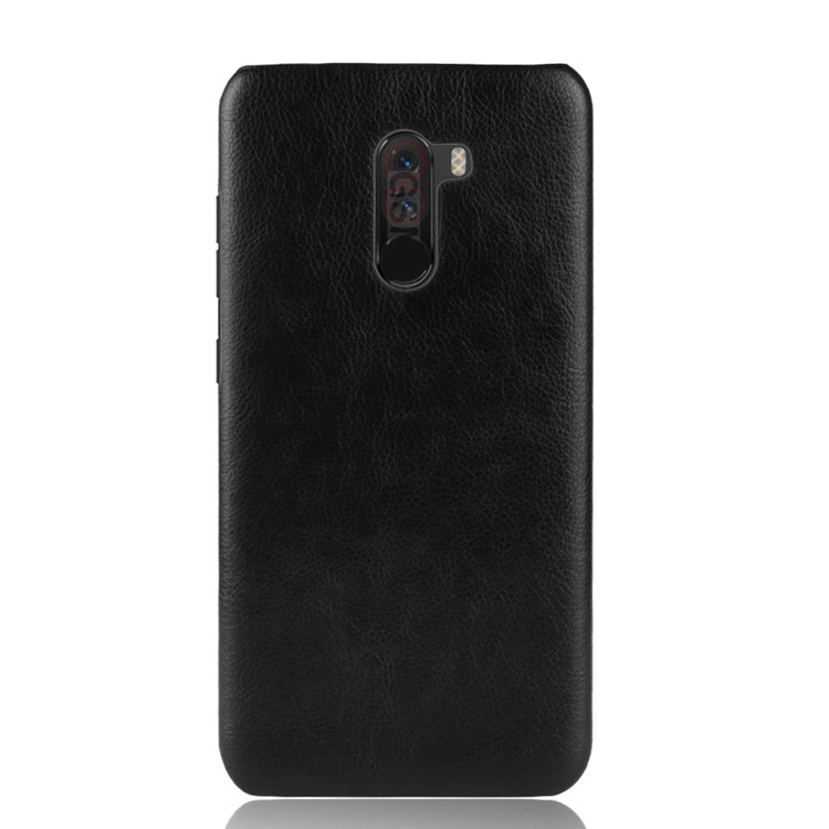 Texture Litchi PU Cuir Enduit en Plastique Dur Pour Xiaomi Pocophone F1 / Poco F1 (inde) - le Noir