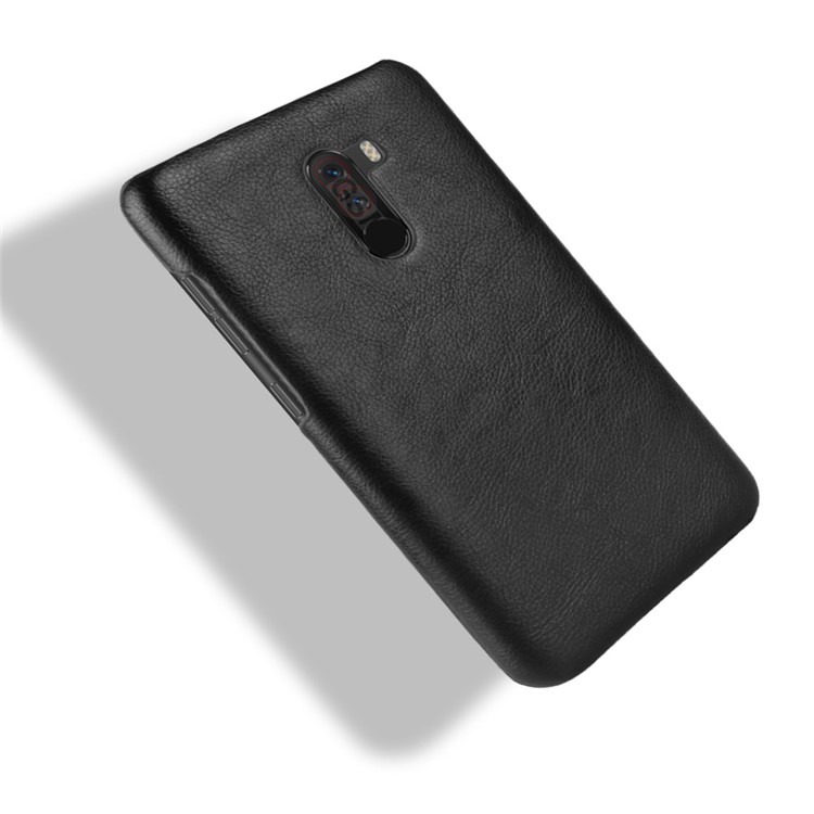 Litchi Texture PU Кожаный Пластиковый Жесткий Корпус Для Xiaomi Pocophone F1 / Poco F1 (индия) - Черный