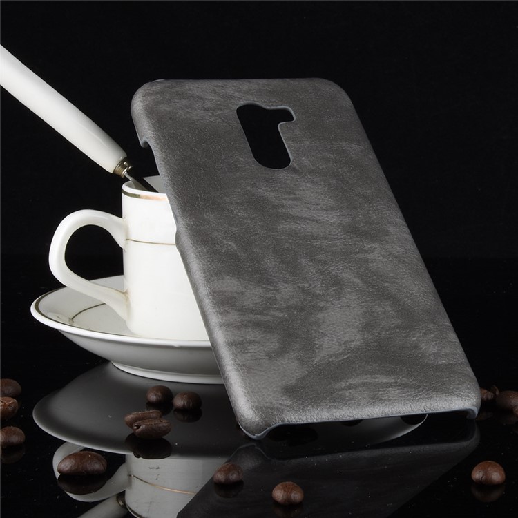 Cover Rigido in Plastica Rivestita in Pelle Litchi PU Per Xiaomi Pocophone F1 / Poco F1 (India) - Grigio-5