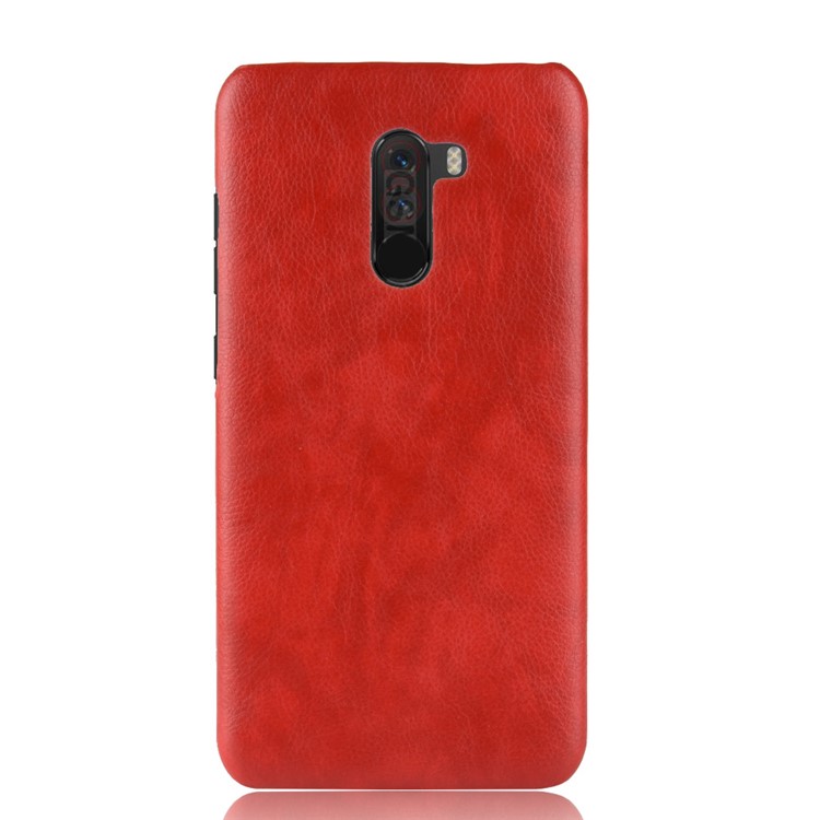 Litchi Texture PU Leather Coated Plastic Hard Shell for Xiaomi Pocophone F1 / Poco F1 (India) - Red-2