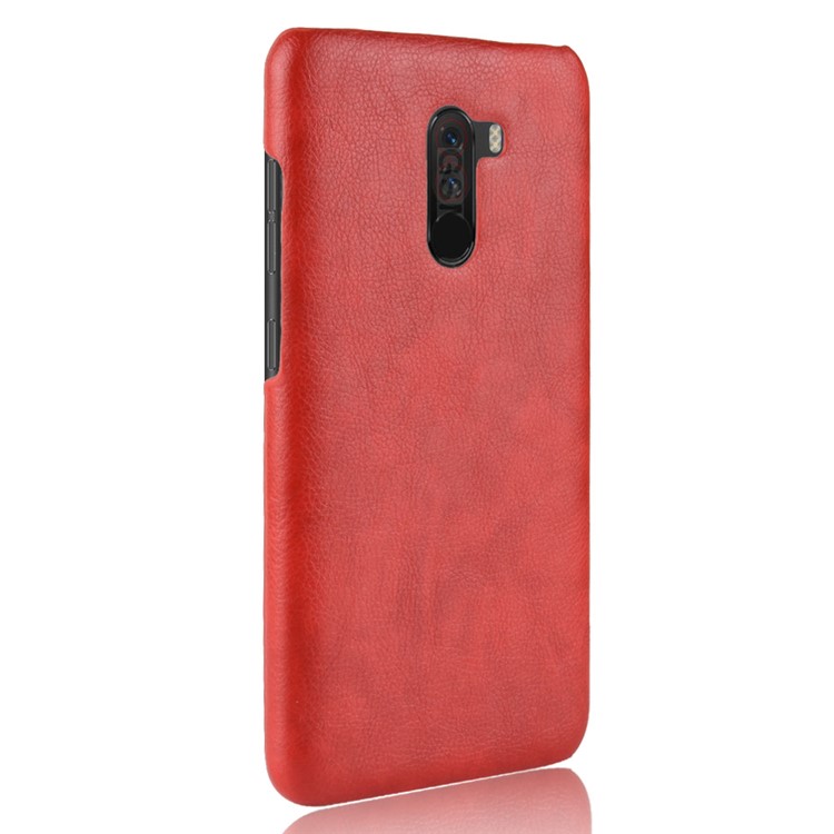 Litchi Texture PU Leather Coated Plastic Hard Shell for Xiaomi Pocophone F1 / Poco F1 (India) - Red-3