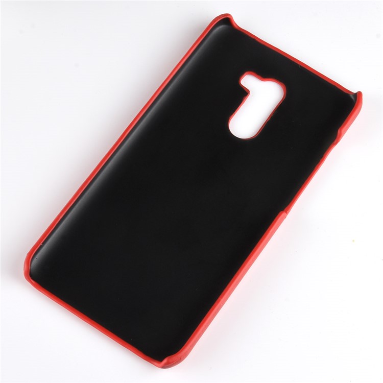 Litchi Texture PU Leather Coated Plastic Hard Shell for Xiaomi Pocophone F1 / Poco F1 (India) - Red-5