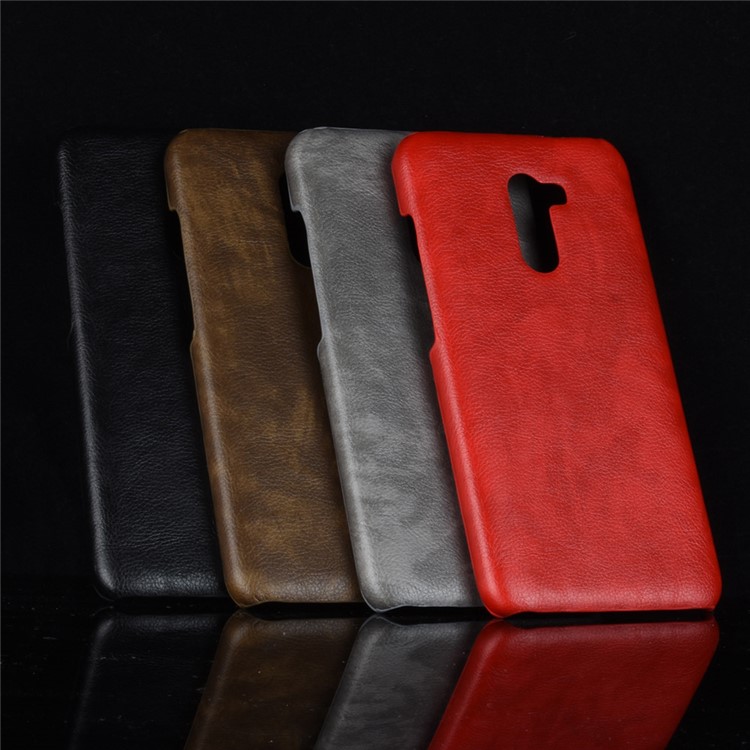 Litchi Texture PU Leather Coated Plastic Hard Shell for Xiaomi Pocophone F1 / Poco F1 (India) - Red-6