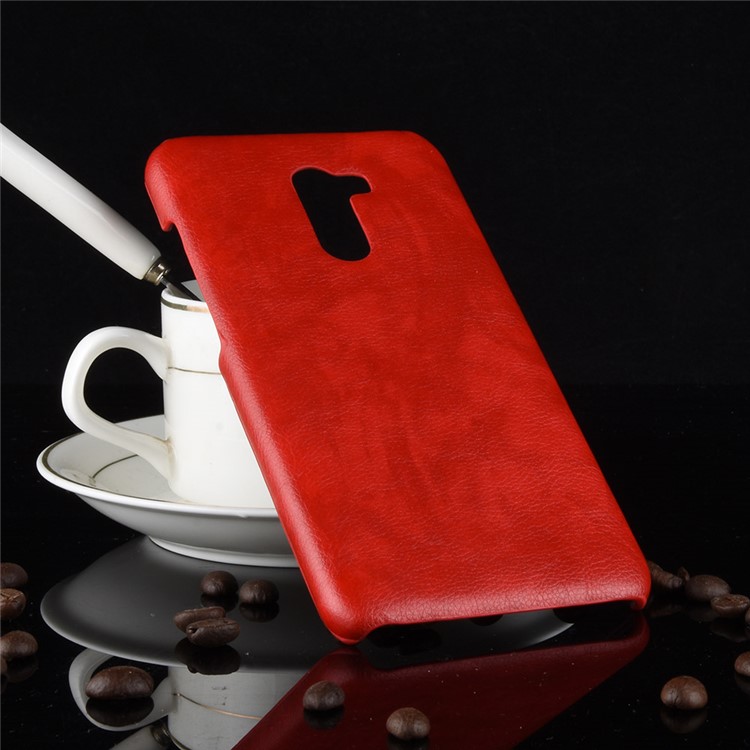 Litchi Texture PU Leather Coated Plastic Hard Shell for Xiaomi Pocophone F1 / Poco F1 (India) - Red-7