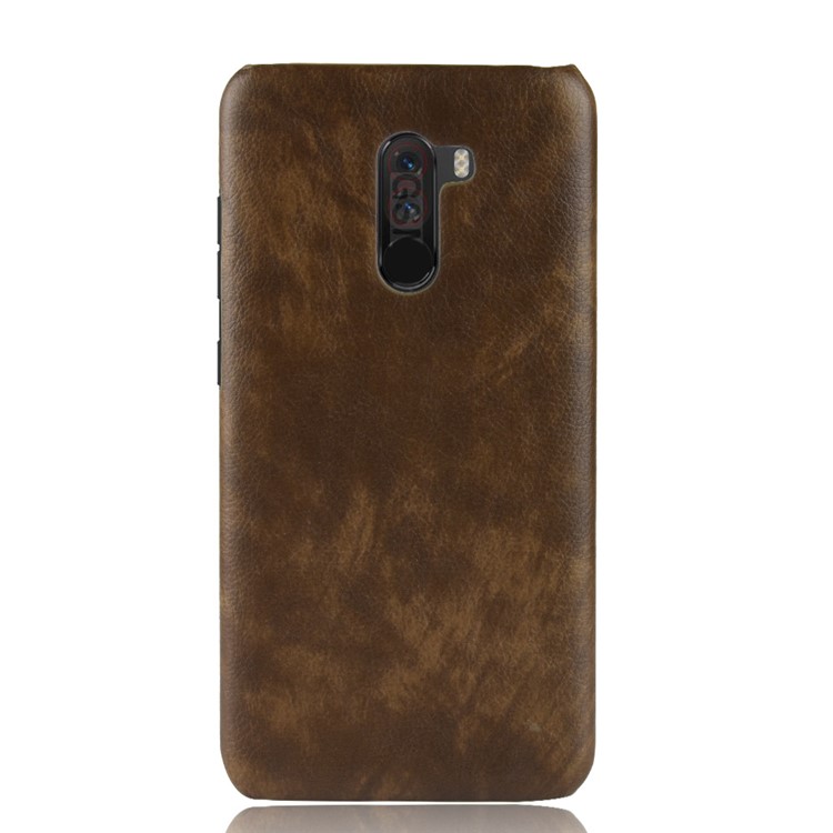 Litchi Texture PU Leather Coated Plastic Mobile Phone Casing for Pocophone F1 / Poco F1 (India) - Coffee-2