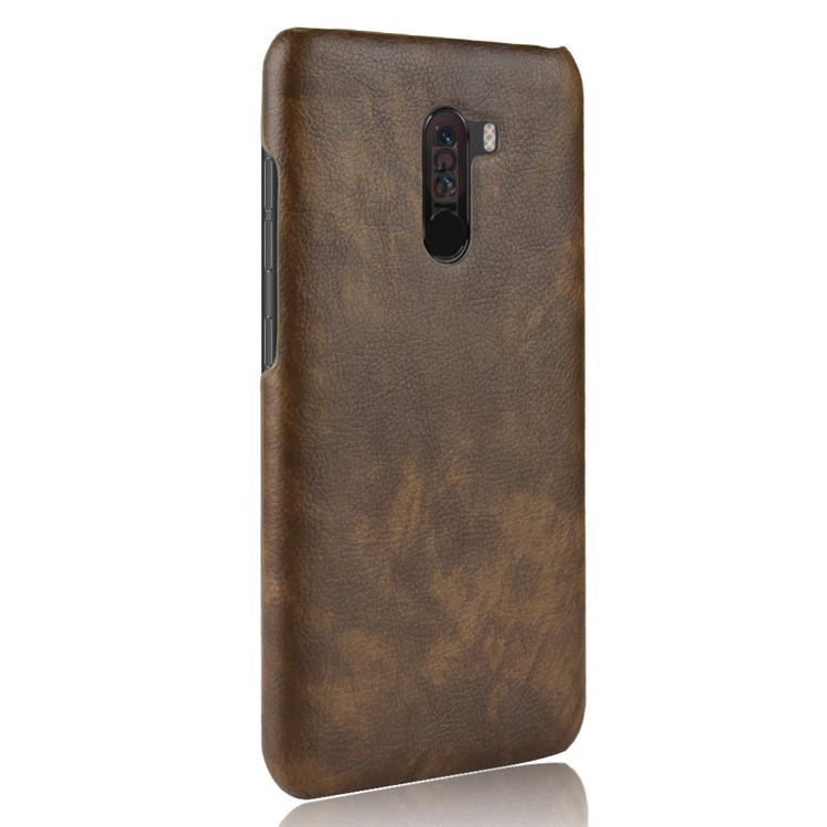 Litchi Texture PU Leather Coated Plastic Mobile Phone Casing for Pocophone F1 / Poco F1 (India) - Coffee-3