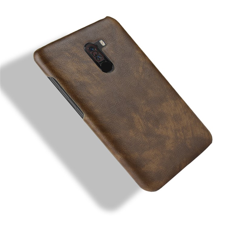 Litchi Texture PU Leather Coated Plastic Mobile Phone Casing for Pocophone F1 / Poco F1 (India) - Coffee-4